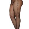 Collant rete taglie forti decorazione strass laterale fascia alta elastica sensuale elegante raffinata seducente