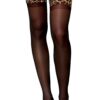 Calze nere autoreggenti con banda leopardata sostegno sicuro tessuto elegante sensuale raffinata seducente femminile