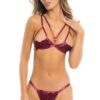 set rosso bordeaux pizzo italiano sensuale elegante reggiseno perizoma morbido setoso modellante sexy raffinato femminilità nylon spandex confortevole qualità