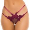 Mutandina bordeaux aperta al cavallo ricamo floreale sensualità raffinata lingerie sexy elegante femminile audace