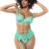 lingerie sexy italiana set tre pezzi blu oceano pizzo raffinato ferretto spalline regolabili elasticità modellante comfort elegante sensuale