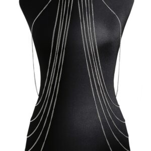 Collana Corpo Argento Catene Sottili Cascata Design Moderno Eleganza Unica sensuale elegante raffinata seducente