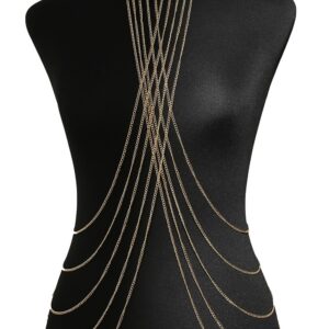 collana girocollo tre anelli catene corpo dorata collo ampio gioiello sensuale elegante sexy femminile metallo placcatura oro finitura lucida