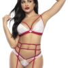 costume infermiera sexy pizzo top reggicalze perizoma cuffia quattro pezzi poliammide elastan aderente trasparente lingerie seducente morbido sensuale