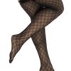 calze rete nere trasparenti stampate motivo geometrico fascia elastica coscia sostegno sexy eleganti sensuali rifinite poliamide elastan comfort