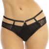 Culotte sgambata nera pizzo floreale dettagli metallici doppia cintura elegante sensuale raffinata seducente femminile