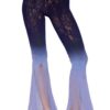 collant senza cuciture stile anni70 rete orlo sirena vita elastica morbida sfumatura ombre blu denim ortensia viola aderente pantalone romantico