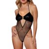 Body perizoma nero rete elegante catena dorata vita spalline regolabili stile halter seducente glamour
