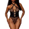 Body perizoma donna rete nera catene fibbie regolabili stile corsetto design audace seducente moderno