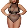 Body rete taglie forti imbracatura similpelle catene regolabili stile fetish sensuale elegante raffinata seducente