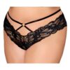 Mutandine pizzo nero taglia grande cinturini regolabili catene dorate design seducente sensuale elegante raffinata