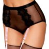 culotte rete nera vita alta pizzo davanti pizzo dietro apertura posteriore reggicalze rosa rimovibili regolabili sensuale elegante lusso italiana