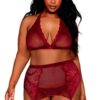 reggiseno pizzo sexy donna set quattro pezzi taglia grande elegante sensuale curve femminili spalline sottili girocollo perizoma reggicalze