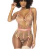 body guepiere pizzo ricamato floreale rosa ferretto sottoseno sostegno spalline regolabili reggicalze rimovibili chiusura bottoni pressione cavallo sensuale