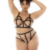 Set lingerie taglie forti nero e carne reggiseno ferretto slip vita alta elegante sensuale