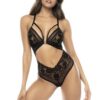 body donna sexy Bailey eleganza sensualità pizzo floreale tulle nero trasparente modellante silhouette spalline regolabili chiusura frontale lacci