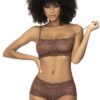 Set intimo pizzo cacao due pezzi top spalline sottili shorty elegante femminile raffinato moderno