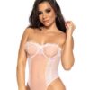Costume coniglietta sexy body rosa trasparente cerchietto piume femminile divertente sensuale elegante raffinata seducente