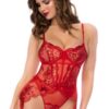 Body rosso in rete ricamata con ferretto spalline regolabili e reggicalze sensualità elegante femminile