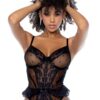 Body string nero effetto corsetto volant pizzo spalline regolabili elegante raffinato sensuale raffinata seducente
