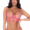 Completo lingerie rosa ricamata balconcino ferretto perizoma coordinato elegante sensuale raffinata seducente femminile sofisticata