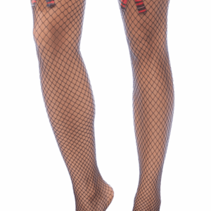 Calze a rete nere con fiocchi scozzesi rossi eleganti per look seducenti raffinati sensuale