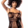 Body a rete nero con pizzo floreale spalline sottili elegante sensualità femminile raffinata seducente