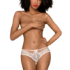 Mutandine bianche delicate in pizzo floreale con fascia elastica e fiocco centrale sensuale elegante