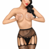 Collant fantasia nero effetto reggicalze tagli ovali design geometrico seducente sensuale elegante raffinata femminile