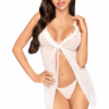Babydoll bianco perizoma coordinati tessuto trasparente scollatura profonda elegante sensuale raffinata seducente femminile sofisticata