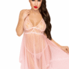 Babydoll rosa delicato con pizzo floreale perizoma coordinato elegante seducente femminile sensuale raffinata sofisticata