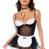 Costume sexy cameriera pizzo trasparente grembiule cerchietto perizoma completo sensuale elegante raffinata seducente femminile