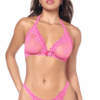 Set intimo donna rosa pizzo delicato top triangolo perizoma coordinato elegante sensuale raffinato femminile