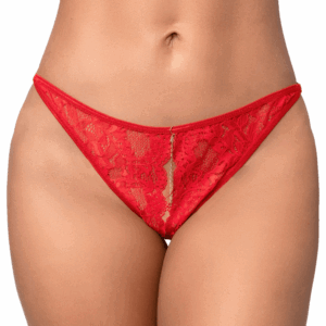 Perizoma rosso in pizzo con catene design audace raffinato sensualità esclusiva femminile elegante sexy