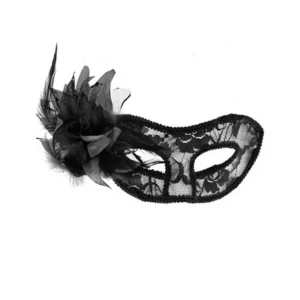 Maschera la traviata pizzo nero fiore piume design elegante esclusivo sensuale raffinata seducente femminile