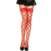 Calze rosse a rete rombo pizzo elegante autoreggenti sensuali moda femminile look provocante raffinato