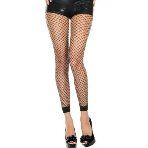 Leggings a rete neri aderenti maglia fine rombi trasparente design audace sexy moda alternativa
