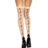 Calze color carne Love Me Kiss Me stampa elegante tacco alto design moderno sensuale