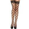 Calze autoreggenti a rete nere con motivo rombi eleganti pizzo raffinato femminile sensuale glamour