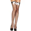 Calze a rete nere con fiocchi bianchi di raso eleganti sensuali moda femminile raffinata