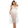 Body bianco pizzo taglie forti con gonna rete trasparente rimovibile elegante sensuale raffinata seducente