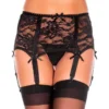 Reggicalze nero pizzo floreale ampio con fiocchi cinturino regolabile elegante sensuale raffinata seducente femminile