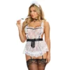 Costume sexy cameriera pizzo bianco grembiule nero calze autoreggenti sensuale elegante raffinata seducente femminile