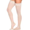 Calze autoreggenti bianche nylon eleganti con pizzo floreale fascia silicone sensuale elegante raffinata seducente