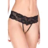 Perizoma nero aperto fascia pizzo floreale design sensuale elegante raffinato raffinata seducente femminile sofisticata