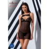 Veronique Camicia da notte nera pizzo trasparente elegante femminile sensualità raffinata sensuale seducente sofisticata