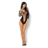 Body nero Lucelia elegante trasparenze sensualità vestibilità modella raffinata glamour sensuale seducente femminile sofisticata