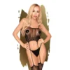 Body nero in rete con dettagli reggicalze design seducente e moderno elegante sensuale raffinata