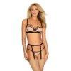 Completo intimo Nudelia tre pezzi nude reggiseno perizoma reggicalze elegante sensuale raffinata seducente femminile