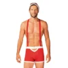 Costume Signor Claus Uomo Boxer Bretelle Rosso Cappello Natalizio Sexy sensuale elegante raffinata seducente